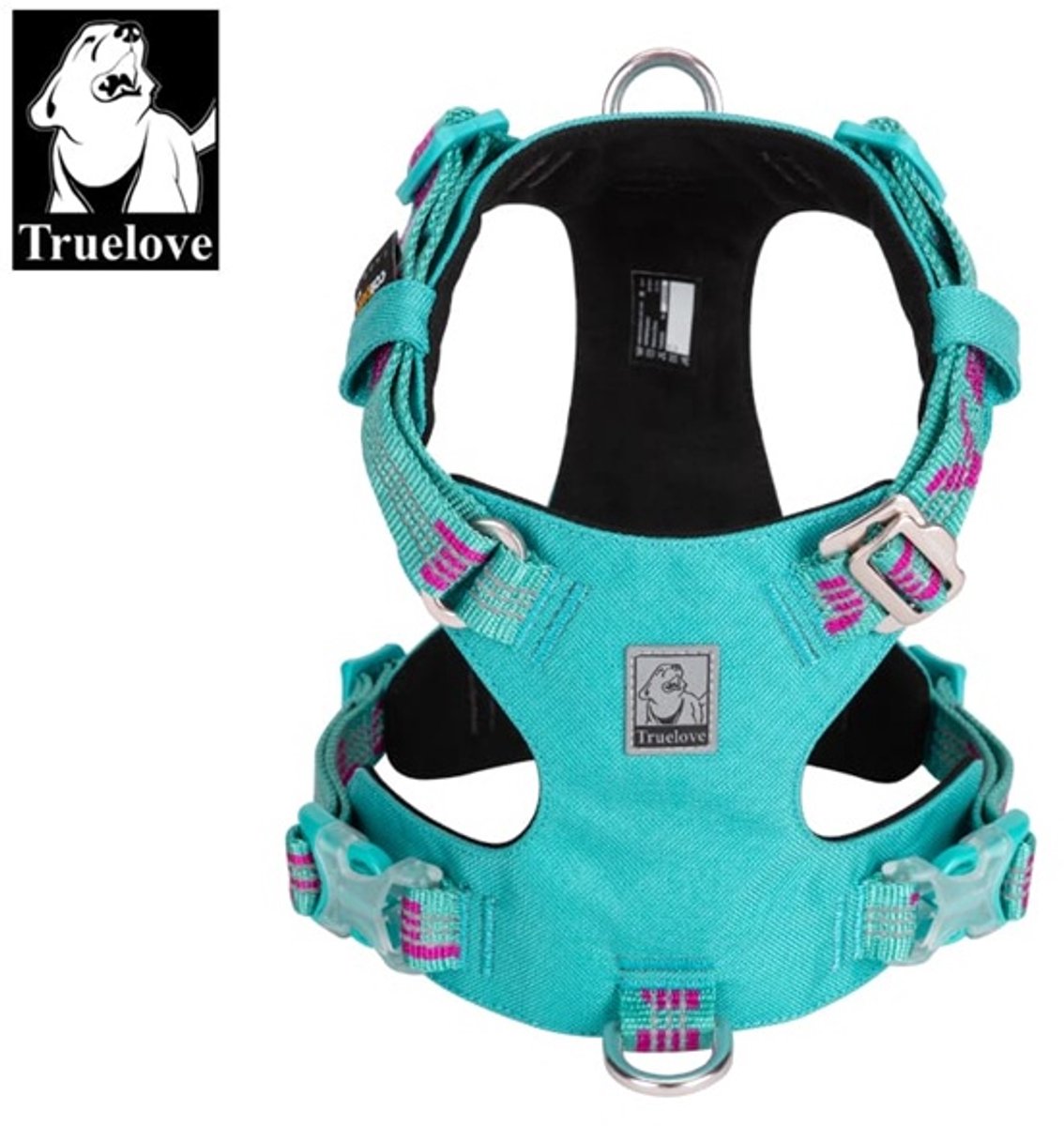 Truelove honden tuig - Honden harnas - Tuigje - Baltic - Roze letters - L