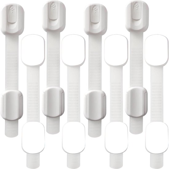 Roegaarden Kinderslot kastjes - kastbeveiliging voor kinderen - Zonder boren - Wit - 8 Stuks