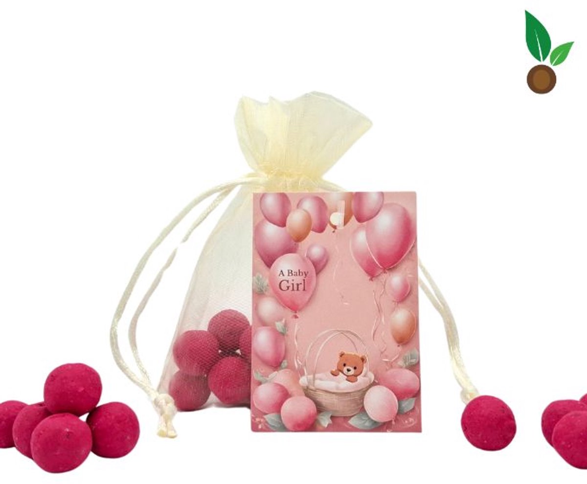 Geboorte Meisje: 15 Babyroze Zaadbommetjes in Organza zakje