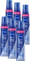NIVEA Haarmousse Care & Hold Extra Strong - Styling Mousse - Panthenol & Vitamine B3 - Vrij van Siliconen - Voordeelverpakking - 6 x 150 ml