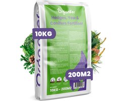 Hagen, Taxus & Conifeer Meststof All-In-One - 10 Kg Voor 200 M2 - Voor Een Gezonde Groei En Groene Naalden En Bladeren - Verbetert De Bodemstructuur - Ideaal Voor Arme Of Droge Grond - Geschikt Voor Jonge Aanplant En Jaarlijks Onderhoud - Organifer