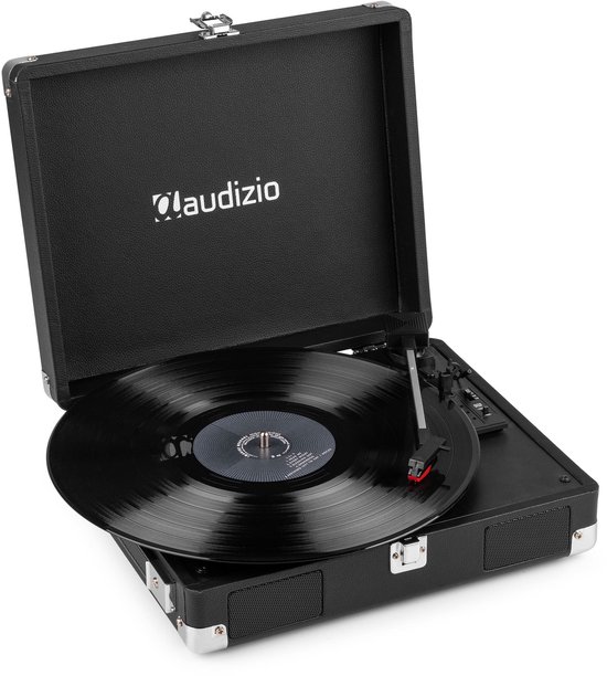 Platenspeler met speakers - Audizio RP111BK - Retro platenspeler - LP speler - Model 2025 - Zwart