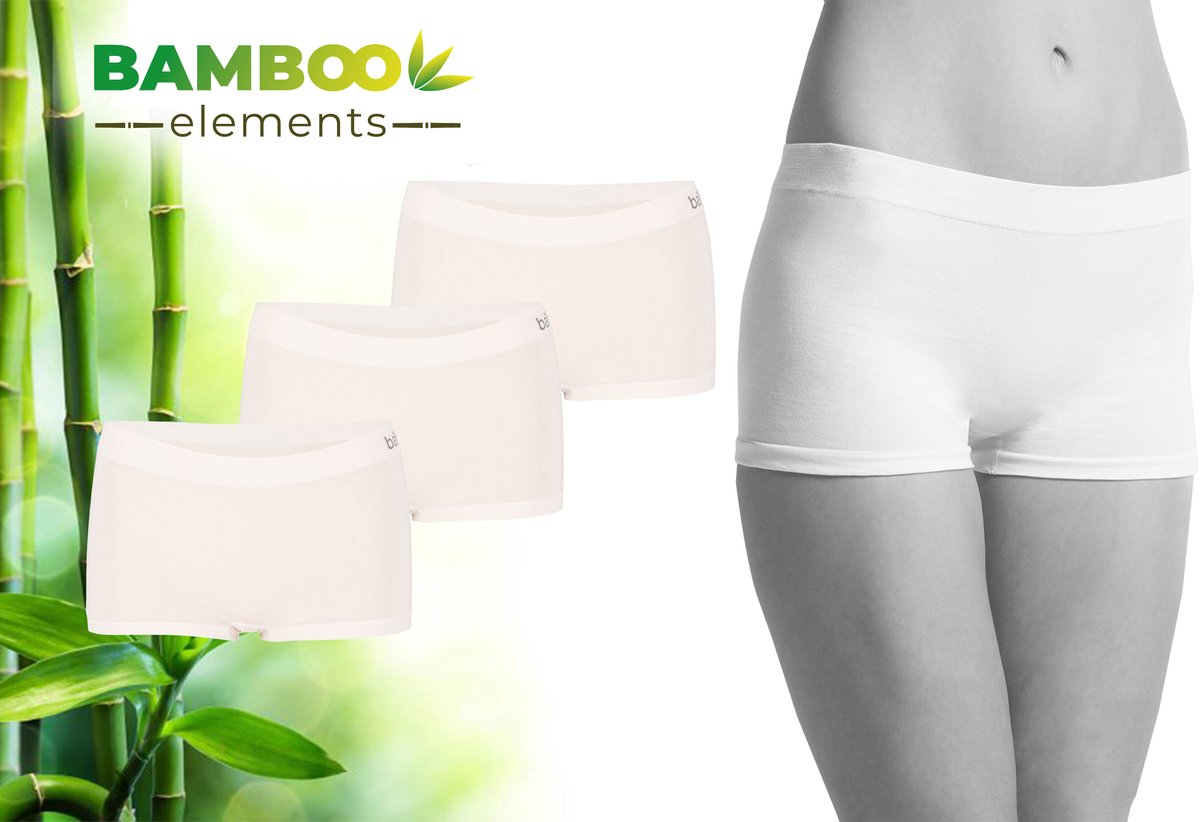 Bamboo Elements- Naadloos Dames Ondergoed - Hipsters - 3 Stuks - Wit M - Boxershort Dames - Lingerie - Onderbroeken Dames - Dames Slips - Ondergoed Dames - Hipster Dames