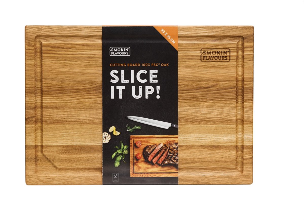 Smokin’ Flavours snijplank 100% FSC® eikenhout - Medium 50x35 cm
