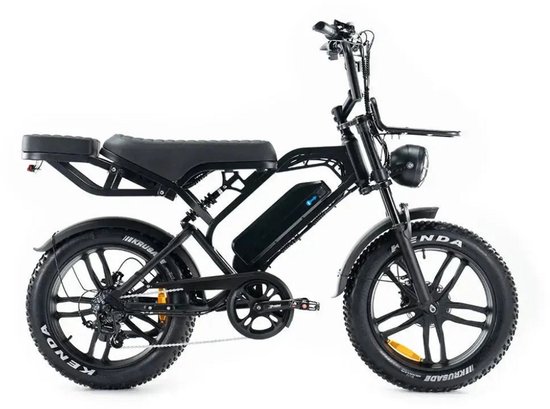 QMWHEEL V20 Pro Elektrische Fatbike 20″ – 250W Motor, 60 km Actieradius, Hydraulische Schijfremmen, Achterzitje, Voorrekje, Voetsteuntjes