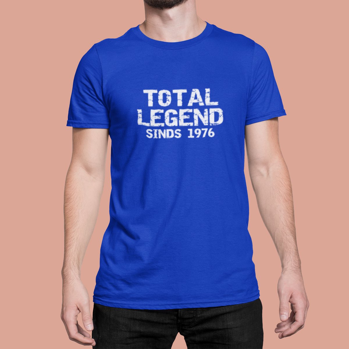 1976 Jaar Blauw T-shirt heren - Maat L - Total Legend - Verjaardag Cadeau Mannen - Limited Edition