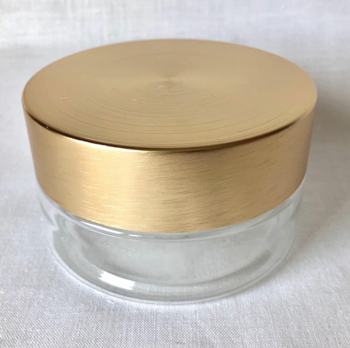 Transparant lege plastic pot 150 ml met mooie goud deksel - ( 10 stuks in een set )