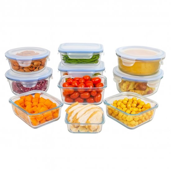 Glazen vershoudbakjes set van 5 - 320 t/m 950 ml - Meal Prep met deksel magnetronbakjes vershouddoos luchtdicht