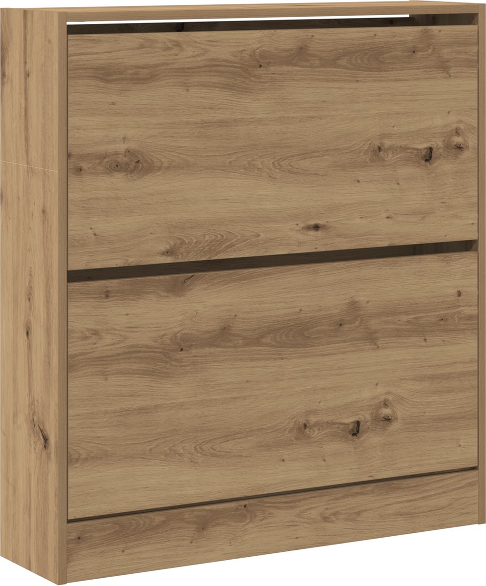 vidaXL Schoenenkast - 80 - x - 21 - x - 87,5 - cm - Bewerkt - hout - Rook - Eiken Gerookt eiken