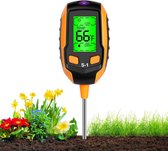 Ph Meter Grond - 4-in-1 Bodemtester Ph-Meter - Temperatuur En Licht - Bodemtester - 4-in-1 Bodemtester - Temperatuur - Bodem-Ph - Bodemvochtigheid - Digitale Plantenthermometer - Inclusief Batterijen - Geschikt Voor Binnen- En Buitengebruik