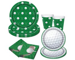 Golf party set 64 delig - golf - golftoernooi - golfevenement - sport - decoratie - part - feest - bord - beker - servet