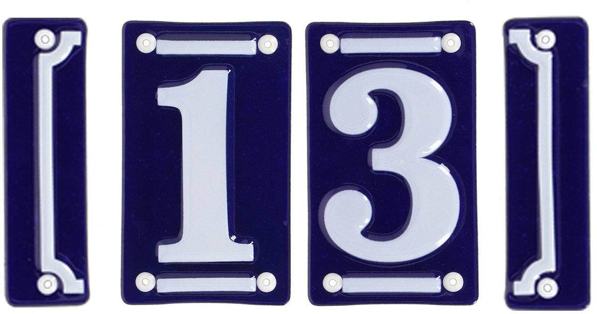 Best for Boots huisnummer 13 met sierrand - Oudhollands - emaille - blauw/wit