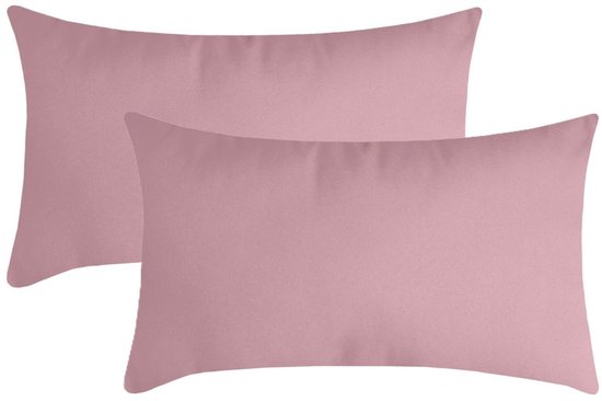 Coussin décoratif en tissu Nelson - 2x - rose - 30 x 50 cm - coussins de canapé - coussins d'assise - intérieur/extérieur - polyester