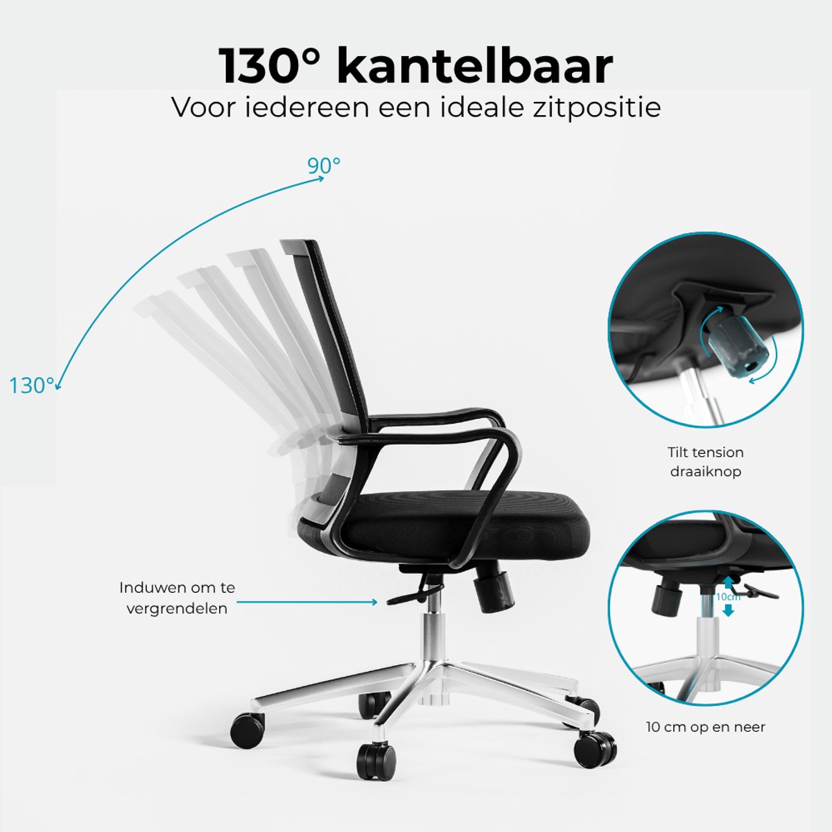 Ergonomische Bureaustoel – Bureaustoelen voor Volwassenen – Gaming Stoel - Max. 100 kg thumbnail 4