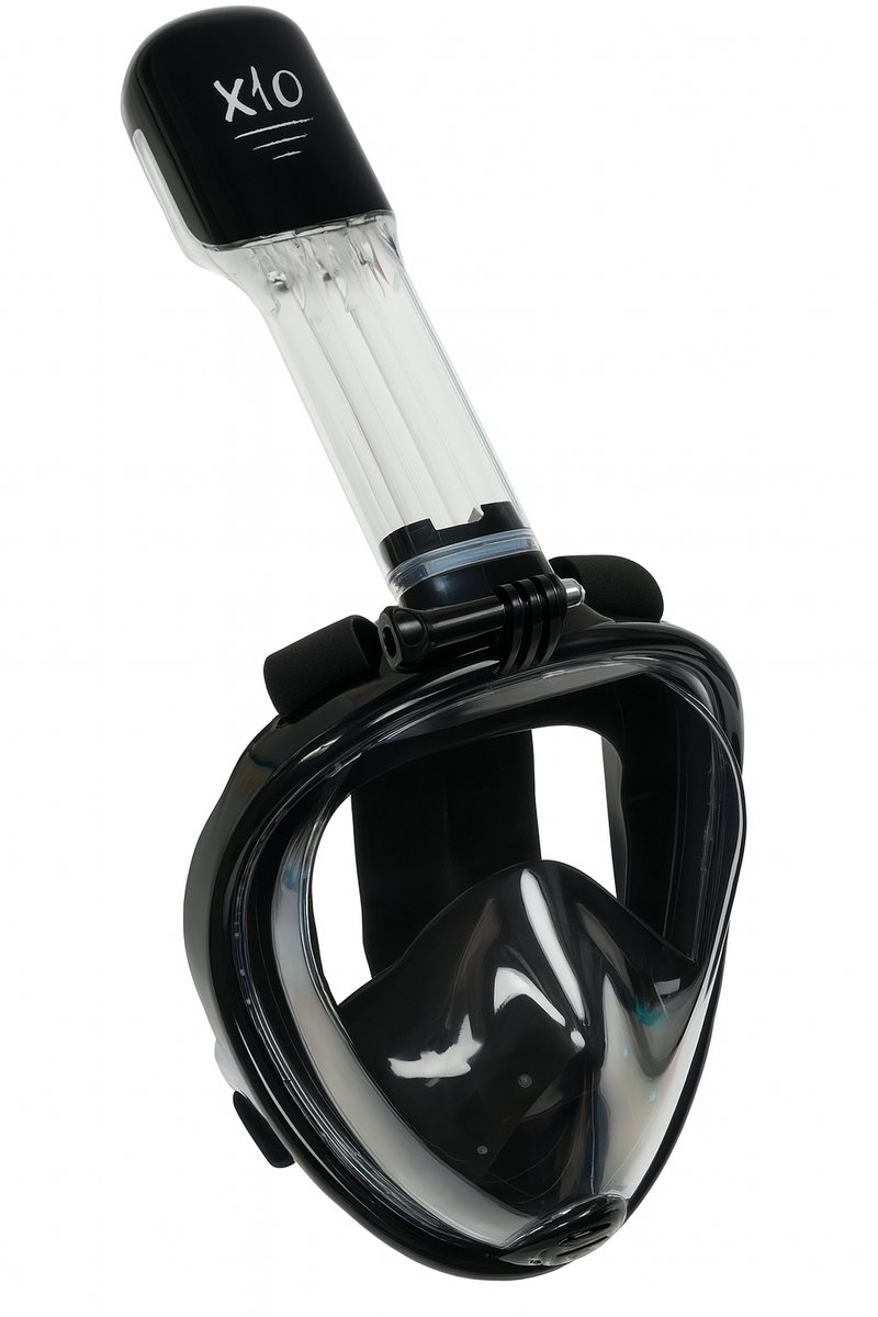 X10 Snorkelmasker - Duikbril - Snorkel - Snorkelset - Full Face Masker - Volwassenen - Zwart - L/XL