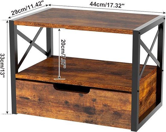 EasyPAG Metalen houten desktopprinterstandaard met 2 niveaus