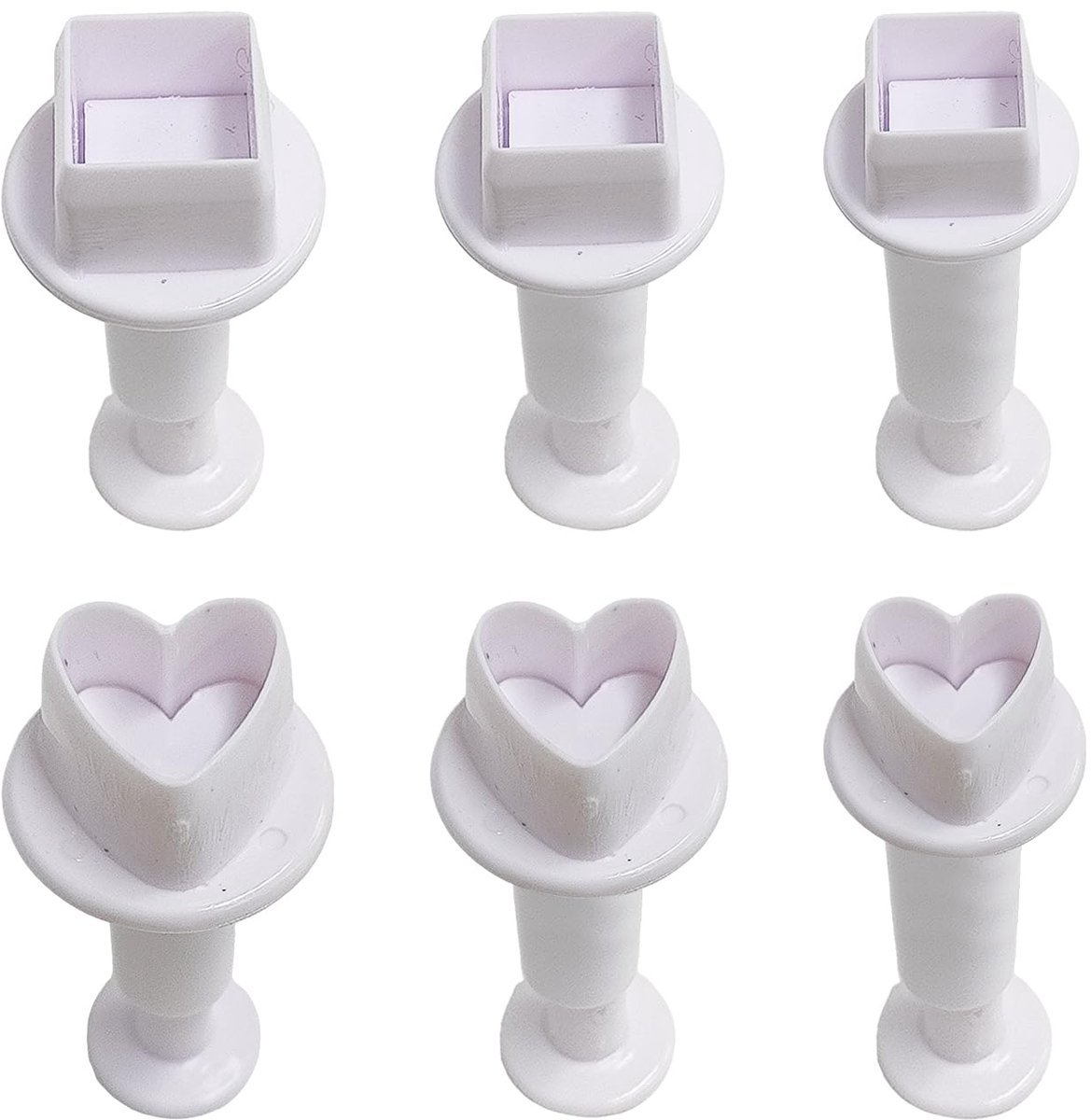 3 hartvormige koekjesvormpjes, 3 vierkante koekjesvormpjes, hartvormige koekjesvormpjes, mini hartvormige koekjesvormpjes, hartvormige koekjesvormpjes om te bakken, hartvormige koekjesvormpjes