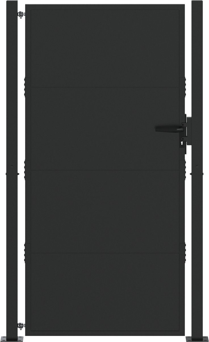 vidaXL - Tuinpoort - met - slot - Zwart - 110 - x - 205 - cm - Gepoedercoat - staal