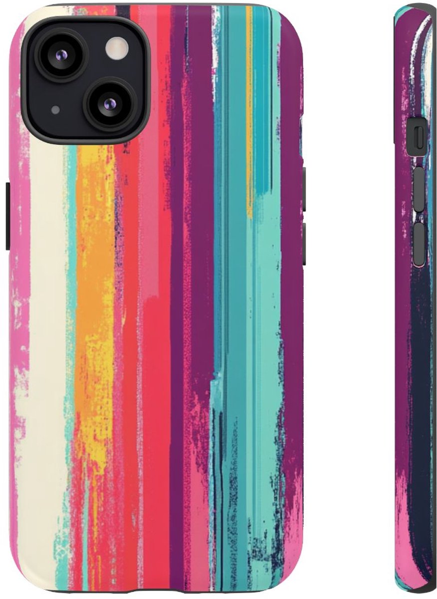 Levendige Verticale Strepen Abstracte Kunst – Telefoonhoesje Geschikt voor iPhone 13