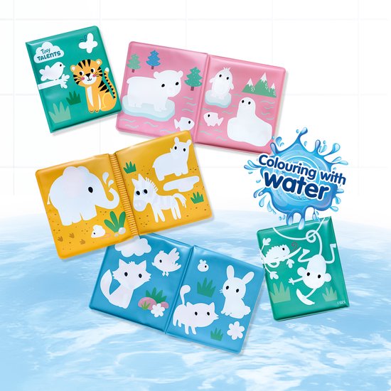 SES - Tiny Talents - Badboek - Kleuren met water - 8 pagina's - vrolijke illustraties verschijnen als het nat wordt - opnieuw te gebruiken - PVC vrij van SES — afbeelding 2