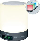 Beurer WL 50 Wake-up light – FM radio - Bluetooth® voor eigen muziek - Nachtlamp – Alarm/Snooze - LED wit en 4 kleuren sfeerlicht – 3 Melodieën - Incl. USB adapter/Aux kabel – 3 Jaar garantie