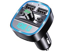 Bluetooth FM Transmitter Auto - Draadloze Muziekspeler met Handsfree Bellen - Dual USB Lader & TF/USB Ondersteuning - Geschikt voor Autoritten - Zwart - Compact - 1 Stuk