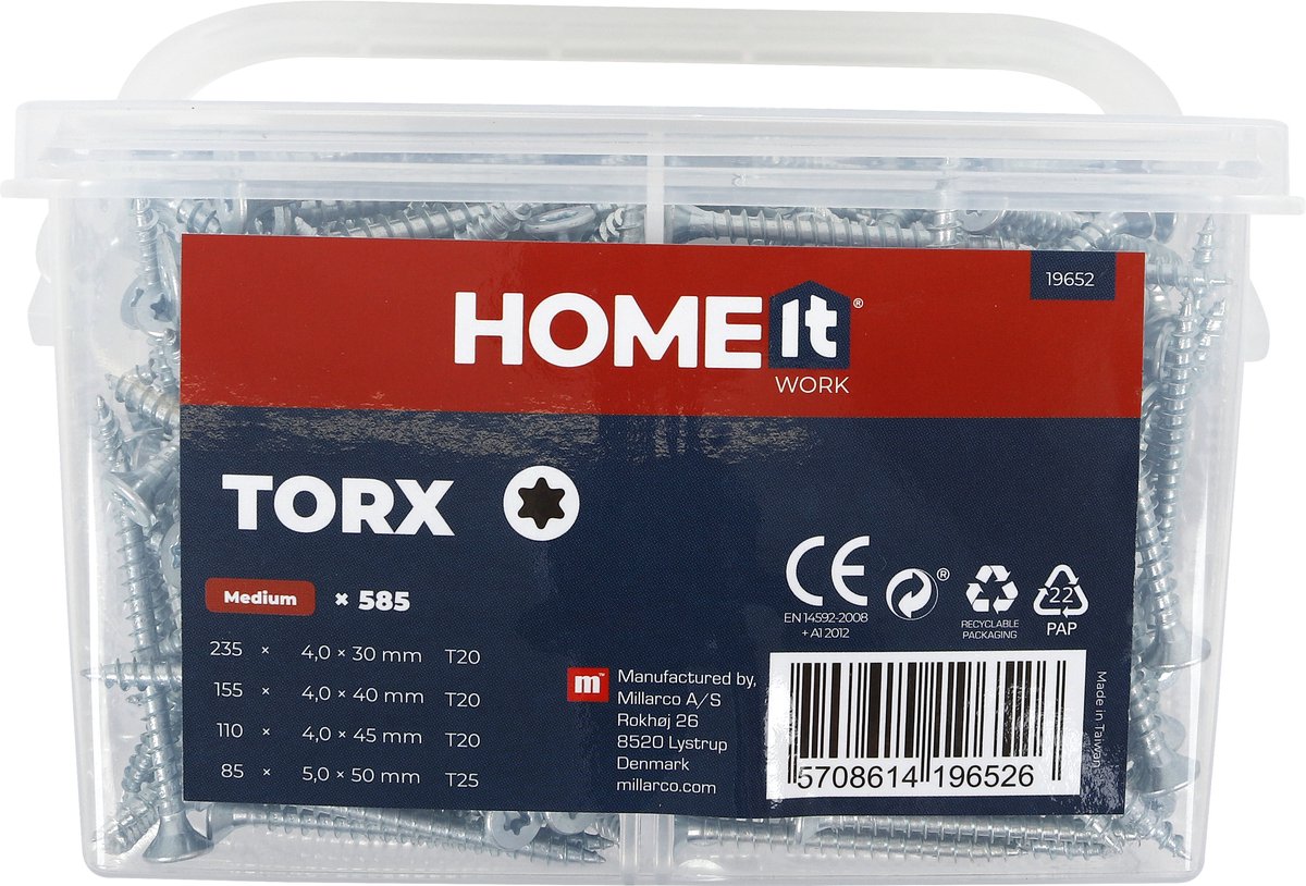 Home it Work® schroefdoos TORX Medium voor binnengebruik 585 stuks