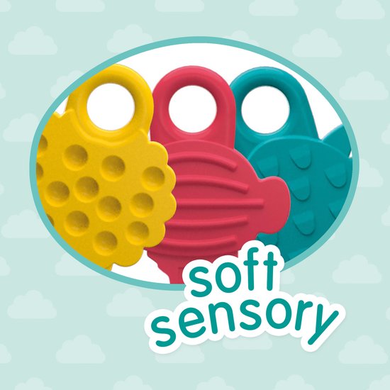 SES Creative - Tiny Talents - Sensorisch speelgoed speelsleutels - Montessori - bijten, voelen, sabbelen, spelen - verschillende texturen - baby speelgoed van Merkloos — afbeelding 2