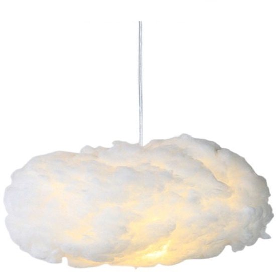 Lampe nuage 40 cm - Grande lampe nuage en plumes - Plafonnier d'ambiance pour chambre, salon ou chambre d'enfant - Bamled