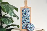 Little Creations DIY pakket Mozaïek borrelplank en onderzetters blauw - Hobbypakket volwassenen - Doe het zelf - Knutselpakket voor volwassenen - mozaiek pakket