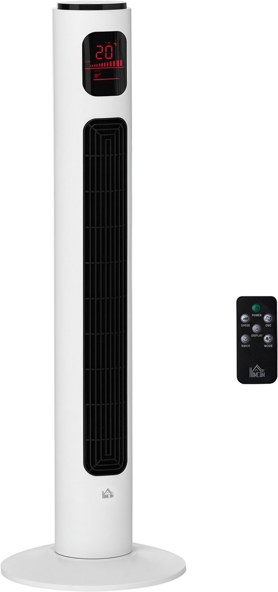 HOMCOM-Turmventilator aus ABS-Kunststoff weiß+schwarz