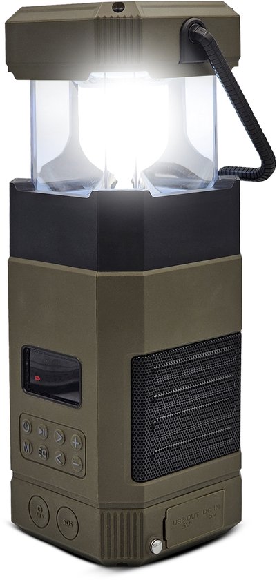 Foto: Camping lamp met bluetooth speaker powerbank 5000mah radio zaklamp oplaadbaar via usb c zonne energie ipx5 waterdicht sos alarm