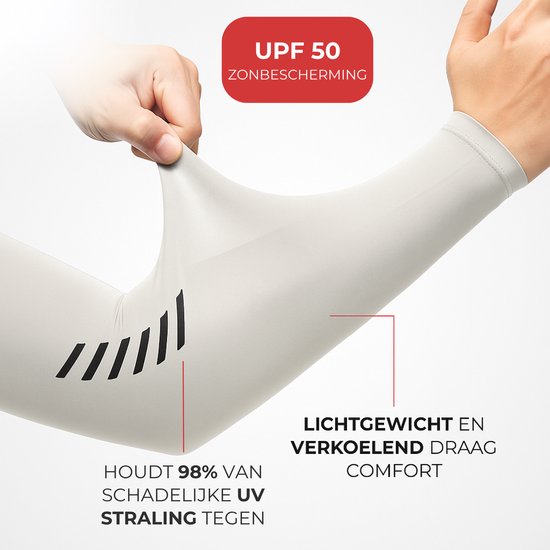 U Fit One UPF 50+ UV Bescherming Arm Sleeves - Verkoelend - Fiets Armstukken UV Bescherming - Licht Grijs - Unisex - 2 Stuks - Maat XL — afbeelding 3