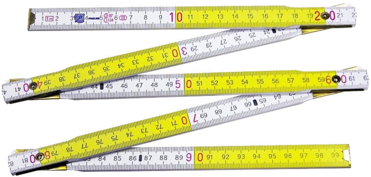 Profix EG III Serie - Vouwbare Houten Liniaal - 1m - 5 Delen - Beukenhout