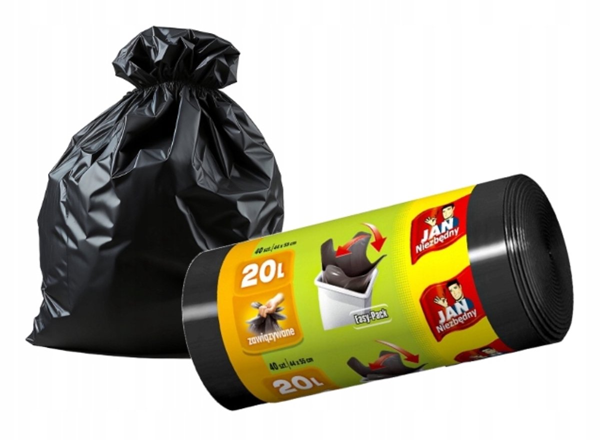 Jan Niezbędny Serie - Zwarte Vuilniszakken - 20L - 40 Stuks - LDPE