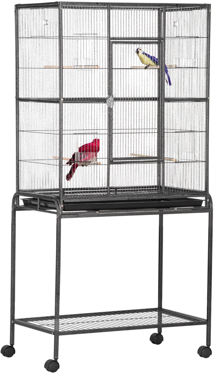 PawHut-Vogelkooi-Metaal-77x47x163cm-Grijs