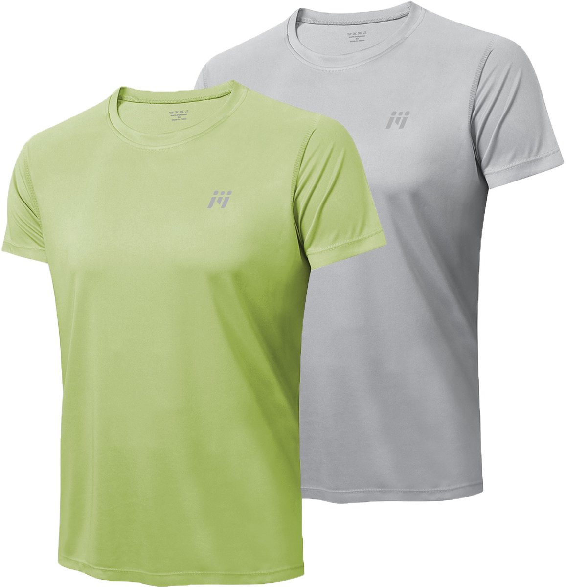 MEETYOO 2 Stuks Heren - UV beschermend surf shirt UPF 50+ Sport T-Shirt Sportkleding Man - Fitnesskleding - Jongens Kleding voor Fitness, CrossFit & Gym-Grijs / Geelgroen-XL