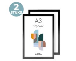 ACAZA Fotolijst - Fotokader - Fotolijst A3 - Fotokader A3 - 29,7x42 cm - Set van 2 - Hout - Zwart
