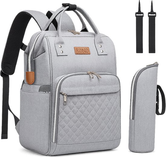 Miss Lulu Luiertas Rugzak - Inclusief Buggy en Kinderwagen Haken - Grijs (E6705 GY)