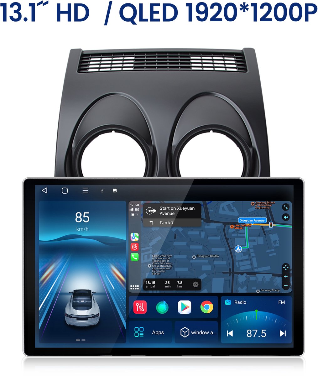 JUNSUN Autoradio - Geschikt voor Nissan Qashqai 1 J10（2006-2013）- Android 15 - 6+128 GB - Draadloze CarPlay & Android Auto - GPS-navigatiesystem & Octa-Core & 4G & SWC & Bluetooth & Wi-Fi & RDS & DSP & Standaard 360°-camera, 13.1 Inch 2k TouchScreen