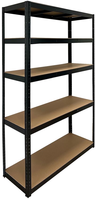 ERRO Opbergrek XL - extra breed - Stellingkast Zwart Metaal - 120cm breed - 875 kg draagkracht - Geen gereedschap nodig - 180x90x40cm