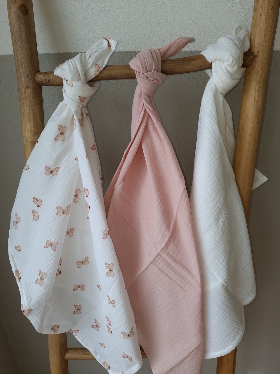 Goedkoopste Oogappel Vlinders Hydrofiel Cottonsoft Hydrofiel Starterset -9-Pack -Hydrofiel-Wit-Roze