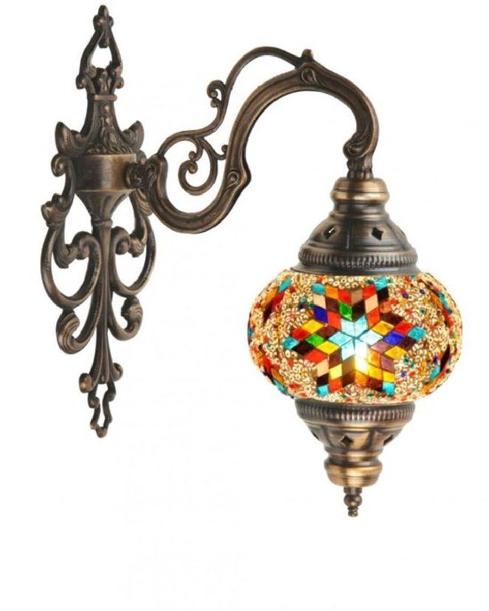 Turkse wandlamp - mozaïek design - sfeerverlichting - 1 stuk - warme kleuren en handgemaakt