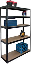 ERRO Opbergrek XL - extra breed - Stellingkast Zwart Metaal - 120cm breed - 875 kg draagkracht - Geen gereedschap nodig - 180x90x40cm
