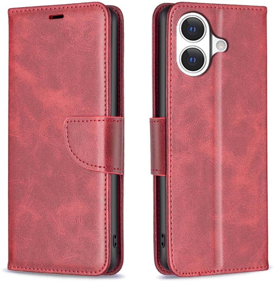 Mobigear Telefoonhoesje geschikt voor Apple iPhone 17 Hoesje | Mobigear Excellent Bookcase Portemonnee | Pasjeshouder voor 3 Pasjes | Telefoonhoesje voor Pinpas / OV Kaart / Rijbewijs - Rood