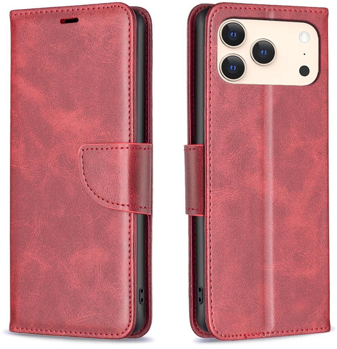 Mobigear Telefoonhoesje geschikt voor Apple iPhone 17 Pro Hoesje | Mobigear Excellent Bookcase Portemonnee | Pasjeshouder voor 3 Pasjes | Telefoonhoesje voor Pinpas / OV Kaart / Rijbewijs - Rood