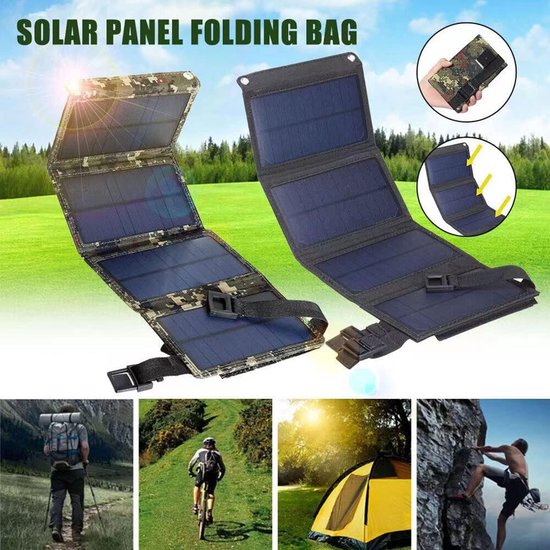 Zonnepaneel - Opvouwbaar zonnepaneel - Sun Power - Zonnecellen Oplaadbatterij - Werkspanning 5V / 10-15W max. vermogen - USB - Zonnepanelen voor buiten - voor Smartphone Camping van Adventure Goods — afbeelding 2