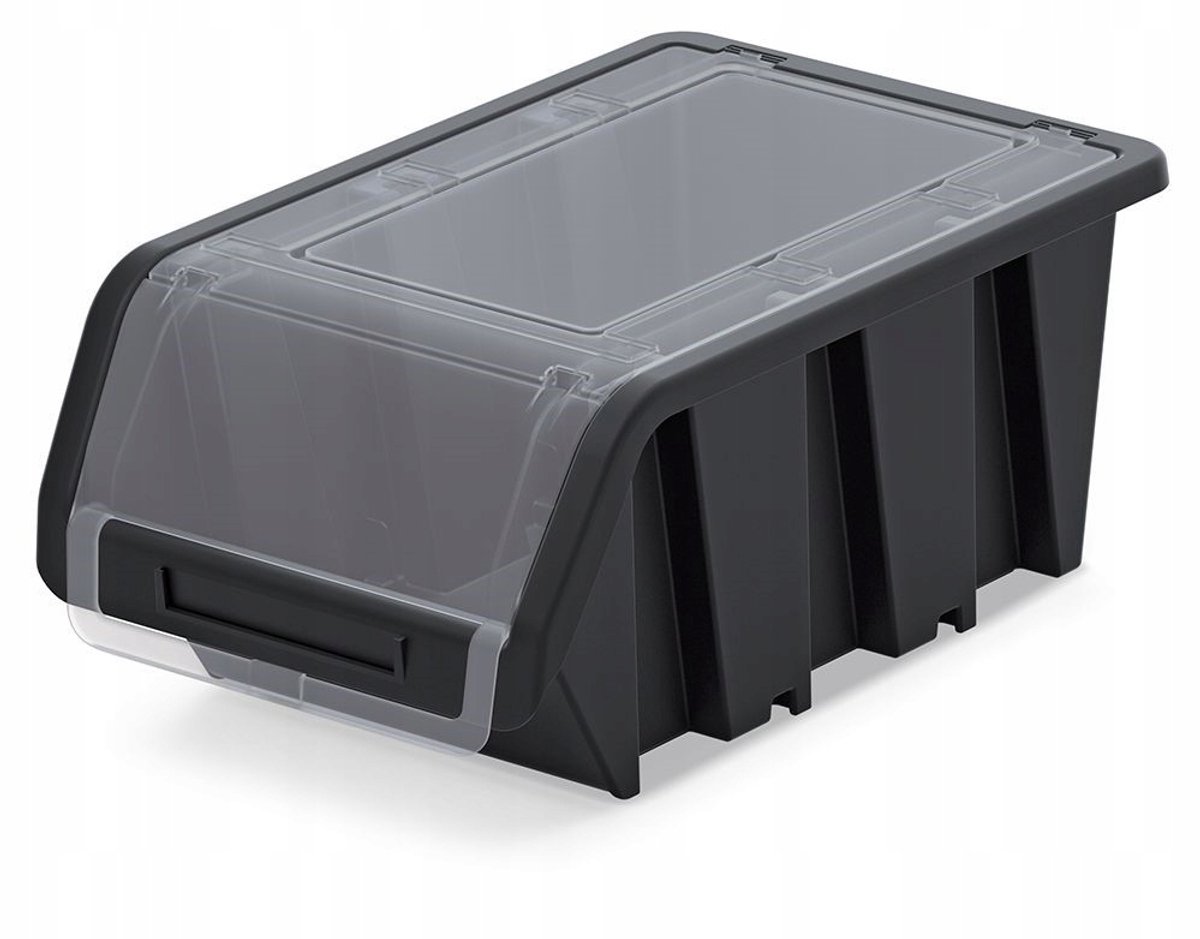 Prosperplast Truck Serie - Opberger voor Gereedschap - 195x120x90 mm - Zwart - Transparant Klapdeksel