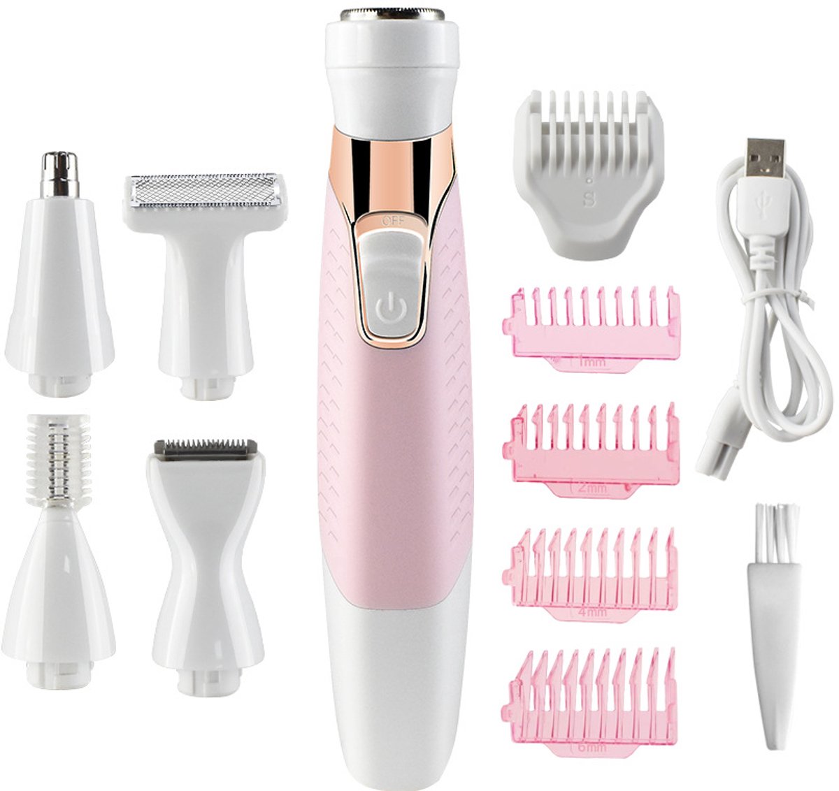 Epilator voor vrouwen - Elektrische lichaams-epilator - met meerdere opzetstukken - 5-in-1 - USB-oplaadbaar - voor volledige lichaams- en gezichtsontharing