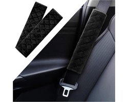 Daity 2-pack - Autogordelhoes - zachte gordelbeschermer - anti-wrijving - comfortabel rijden - geschikt voor alle auto's en rugzakken (zwart)